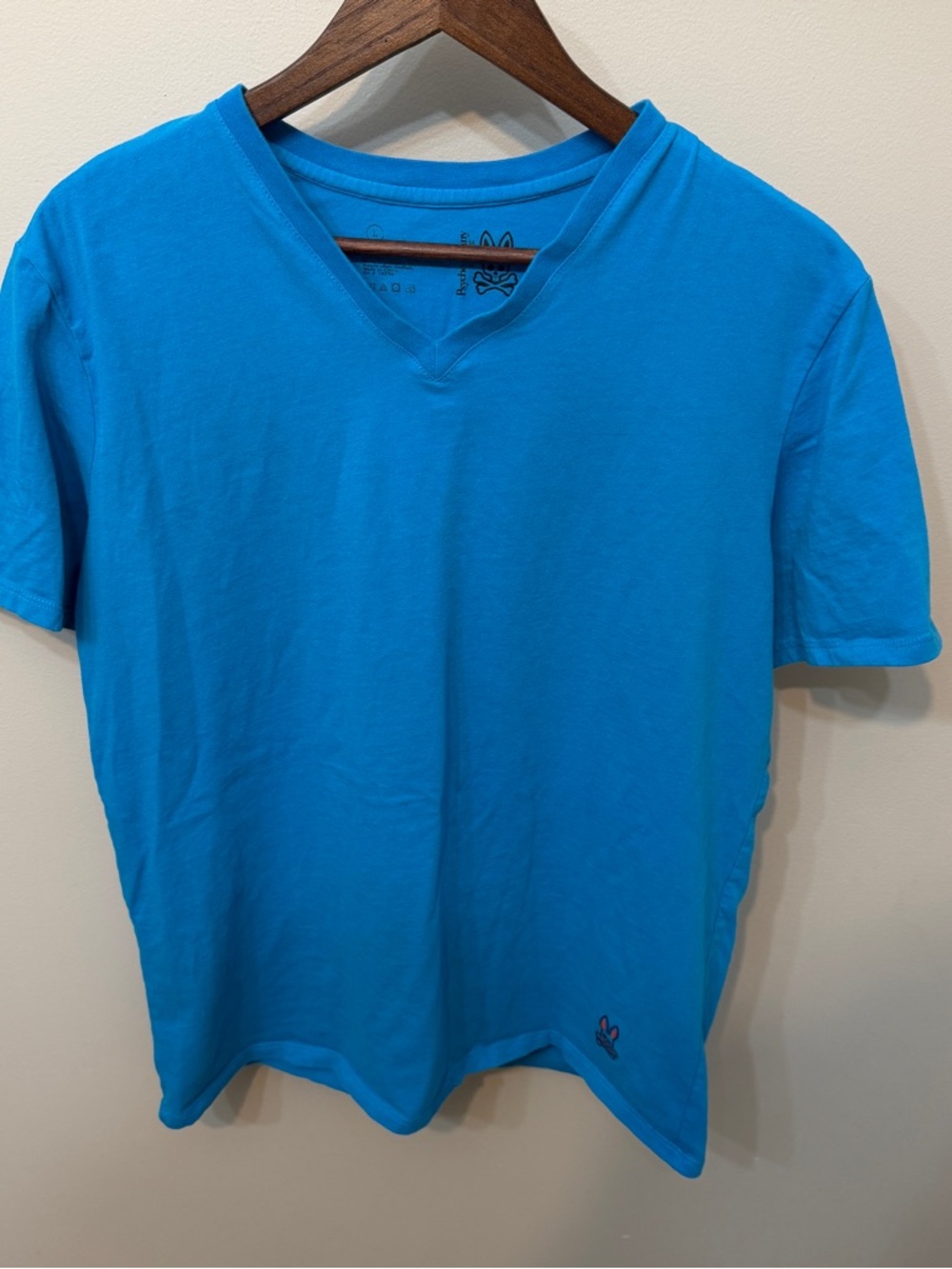 Psycho Bunny Men's V-Neck Tee in Bright Blue